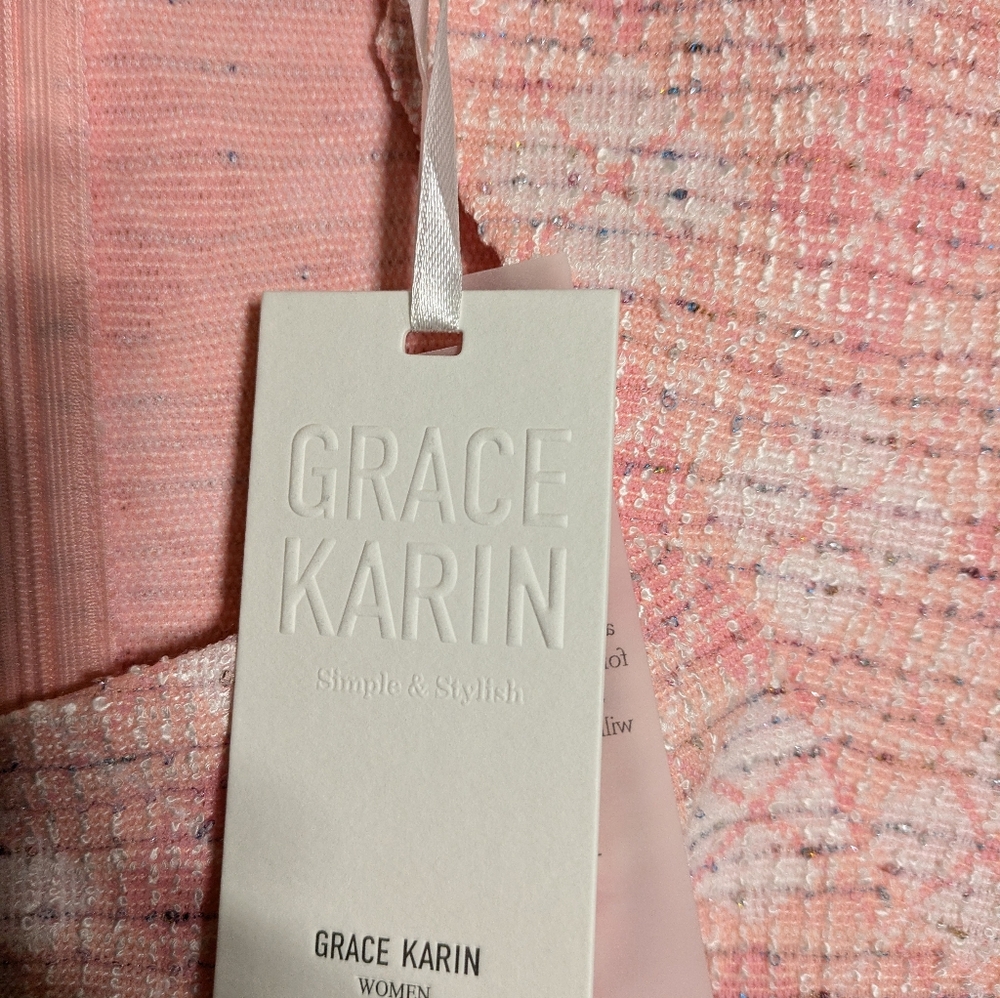 Grace Karin Elegant Pink Cap Sleeve Dress Size Small - Picture 6 of 11